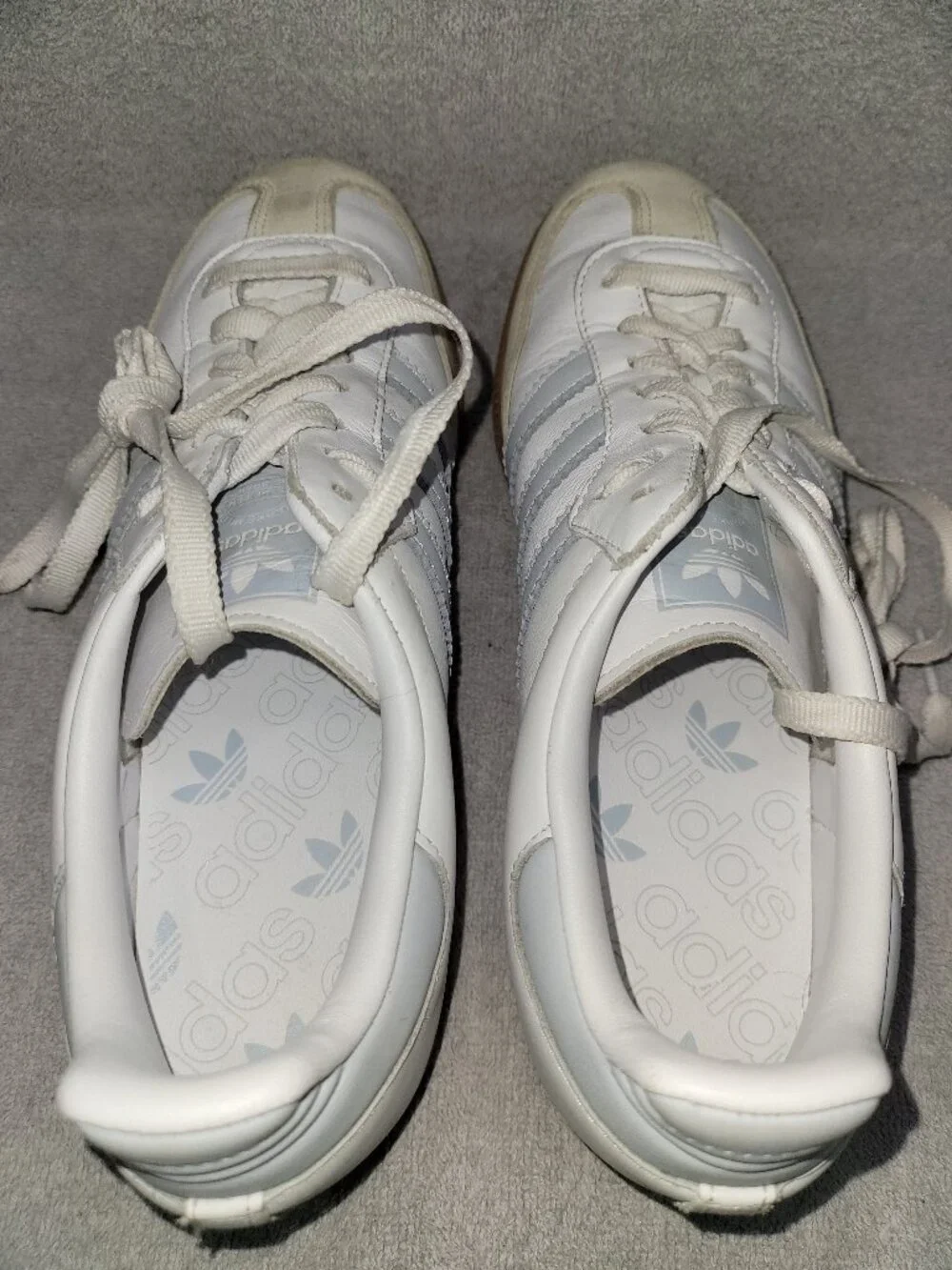 Adidas Samba OG Cloud White Halo Blue Tan Shoes IE0877 Women's/Ladies Size 9.5